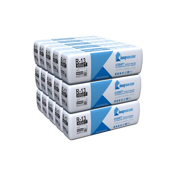 Knauf Insulation R-13 EcoBatt Kraft Faced Fiberglass Insulation Batt 16 in. x 96 in. x 3-1/2 in. (15-Bags)