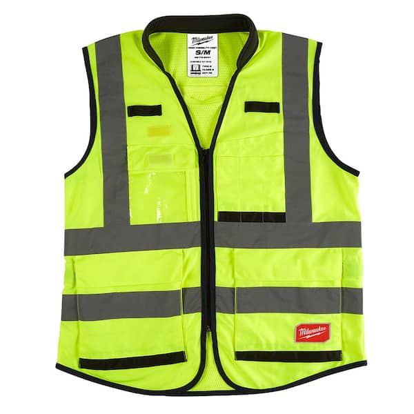 Milwaukee Performance Small/Medium Yellow Class 2 High Visibility Safety Vest with 15 Pockets