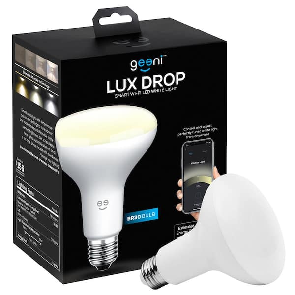 Geeni LUX DROP 65W Equivalent Warm White BR30 Smart Dimmable and Adjustable LED Light Bulb