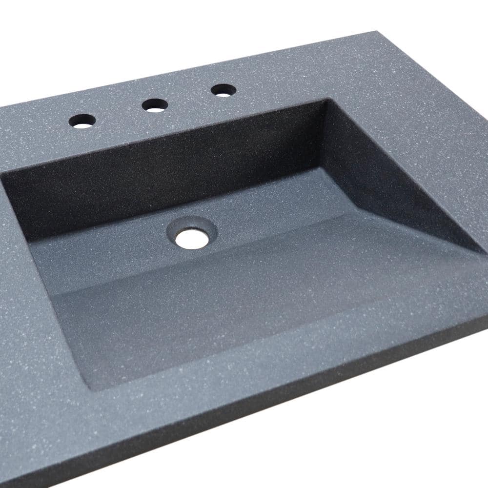 31'' Black Concrete Single Basin Vanity Top with Ramp Sink