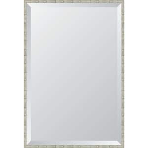 Bamboo Style 26 in. W x 38 in. H Rectangle Silver Framed Mirror