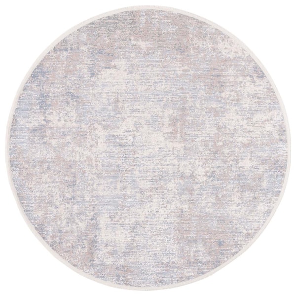 SAFAVIEH Marmara Gray/Beige/Blue 7 ft. x 7 ft. Round Solid Abstract Area Rug