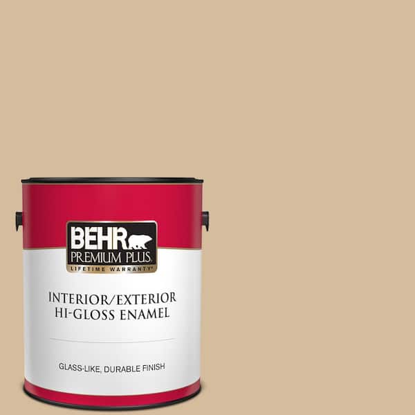 BEHR PREMIUM PLUS 1 gal. #T18-06 Kombucha Hi-Gloss Enamel Interior/Exterior Paint
