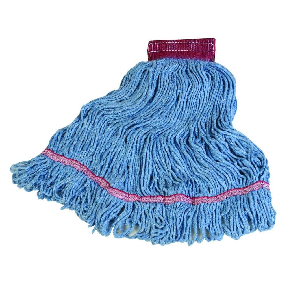 Carlisle 369448B14 Looped-End Mop Head With Green Band Medium Blue Pack of 12 