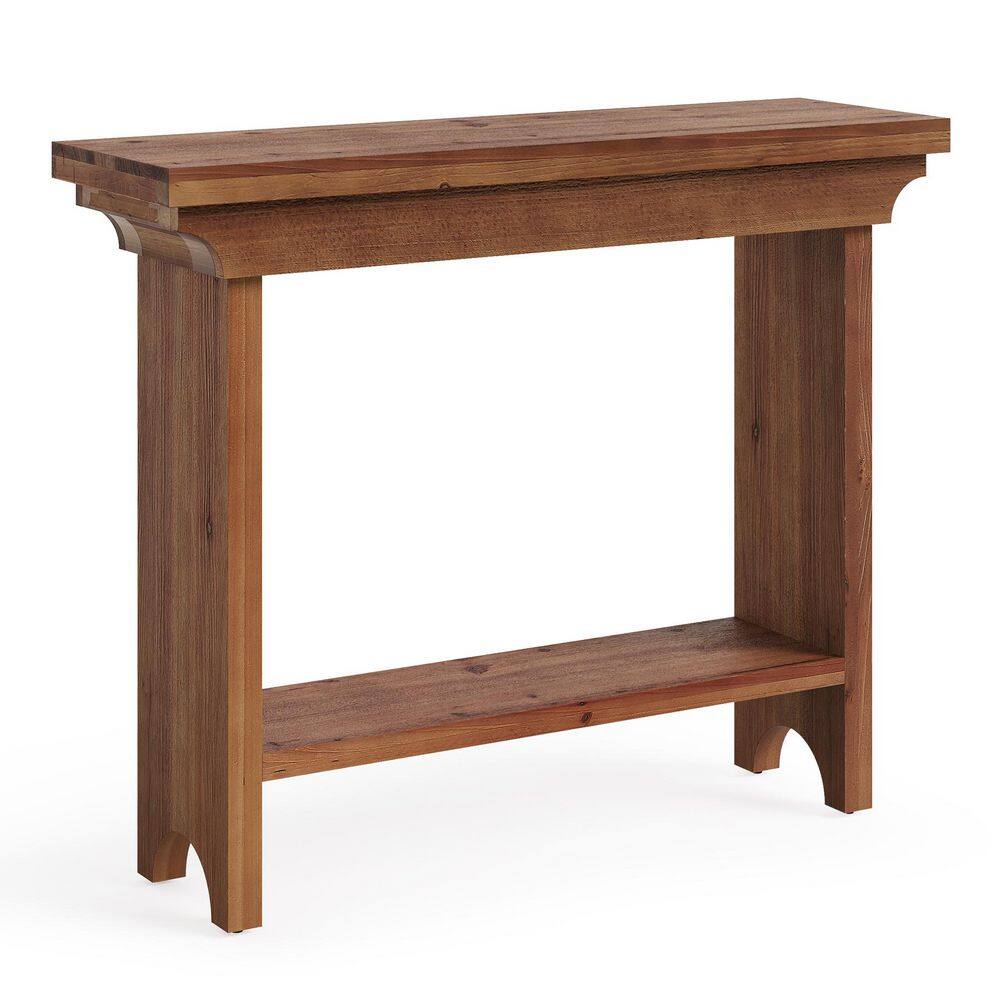 Turrella 39.4 in. Brown 2-Tier Rectangle Solid Wood Console Table Entryway Table Behind Couch Sofa Table with Storage price history on PriceWatchPro