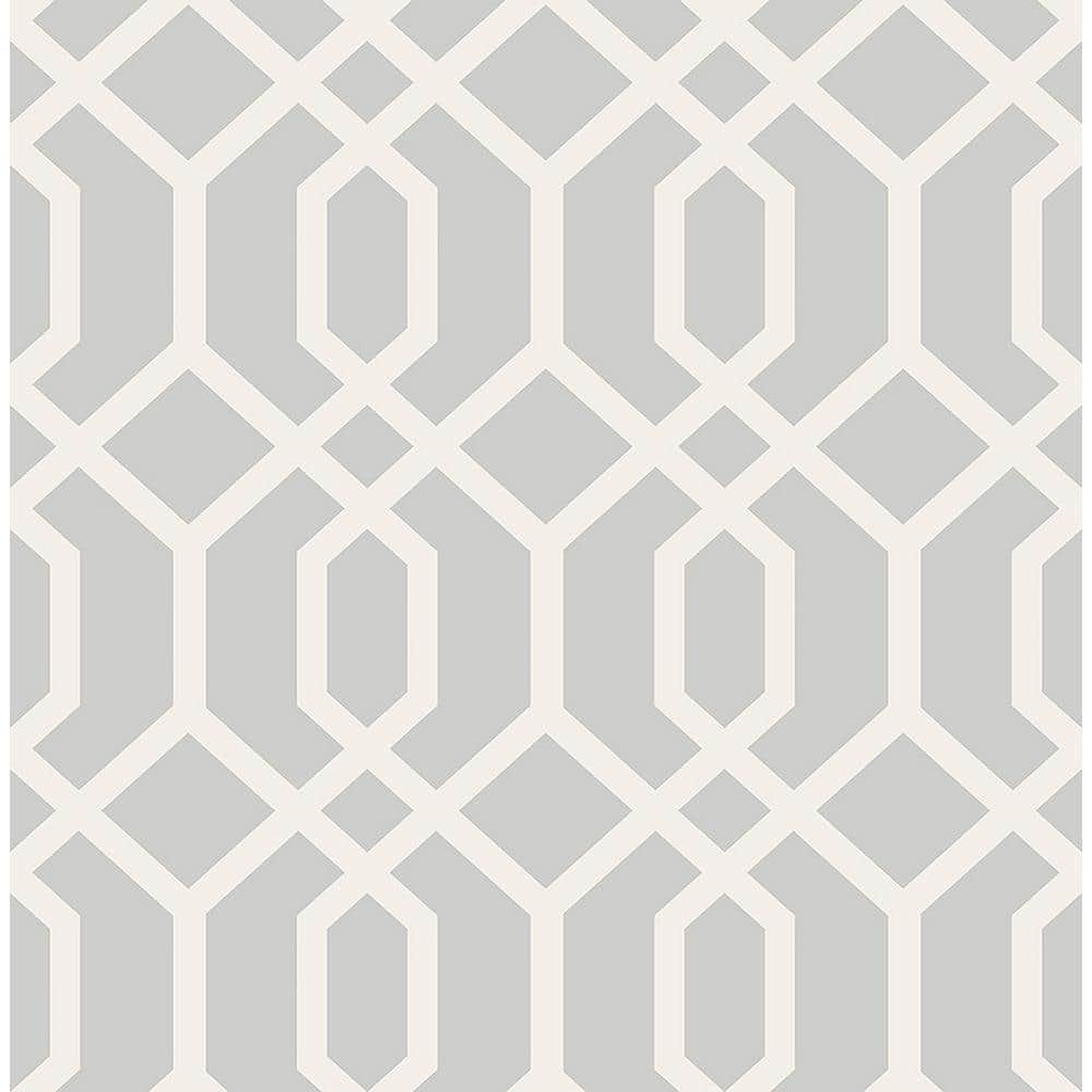 Brewster Trellis Grey Montauk Paper Strippable Roll Wallpaper (Covers ...