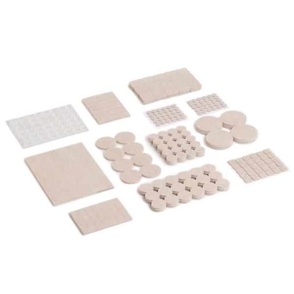 SUPER SLIDERS Assorted Beige Heavy-Duty Bumpers and Felt Pads (270-Pack)