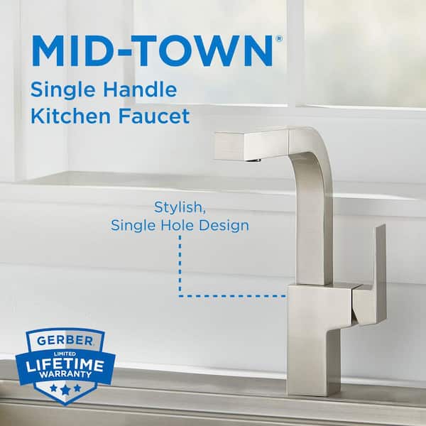 Mid-Town Stainless Steel 11 in. Single Handle Pull Out Sprayer Kitchen Faucet with 360-Degree Swivel