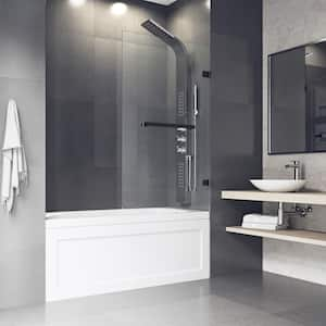 Rialto 34 in. W x 57 in. H Pivot Frameless Tub Door in Antique Rubbed Bronze with 5/16 in. (8mm) Clear Glass