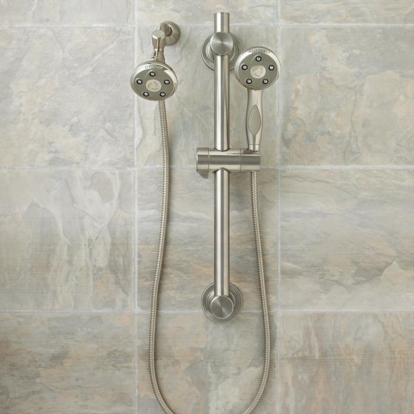 3-spray 3.5 in. Dual Shower Head and Handheld Shower Head in Brushed Nickel