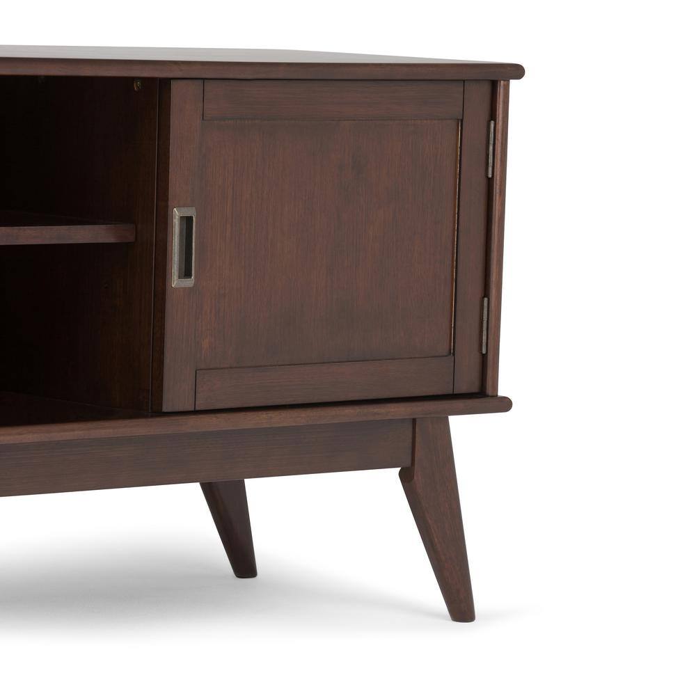 Medium Auburn Brown Rubberwood TV Cabinet with Shelves