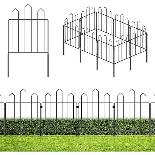 26 ft. L x 23.6 in. H Rustproof Black Metal Garden Fence Animal Barrier Fence (25-Pack)
