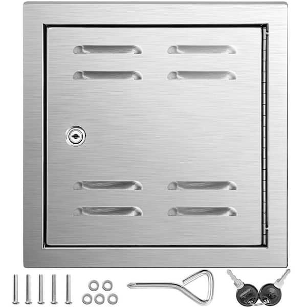 VEVOR Vented Access Door 12 in. x 12 in. Single Access Door with Lock Outdoor Cooking Doors Flush Mount Vented Utility Door
