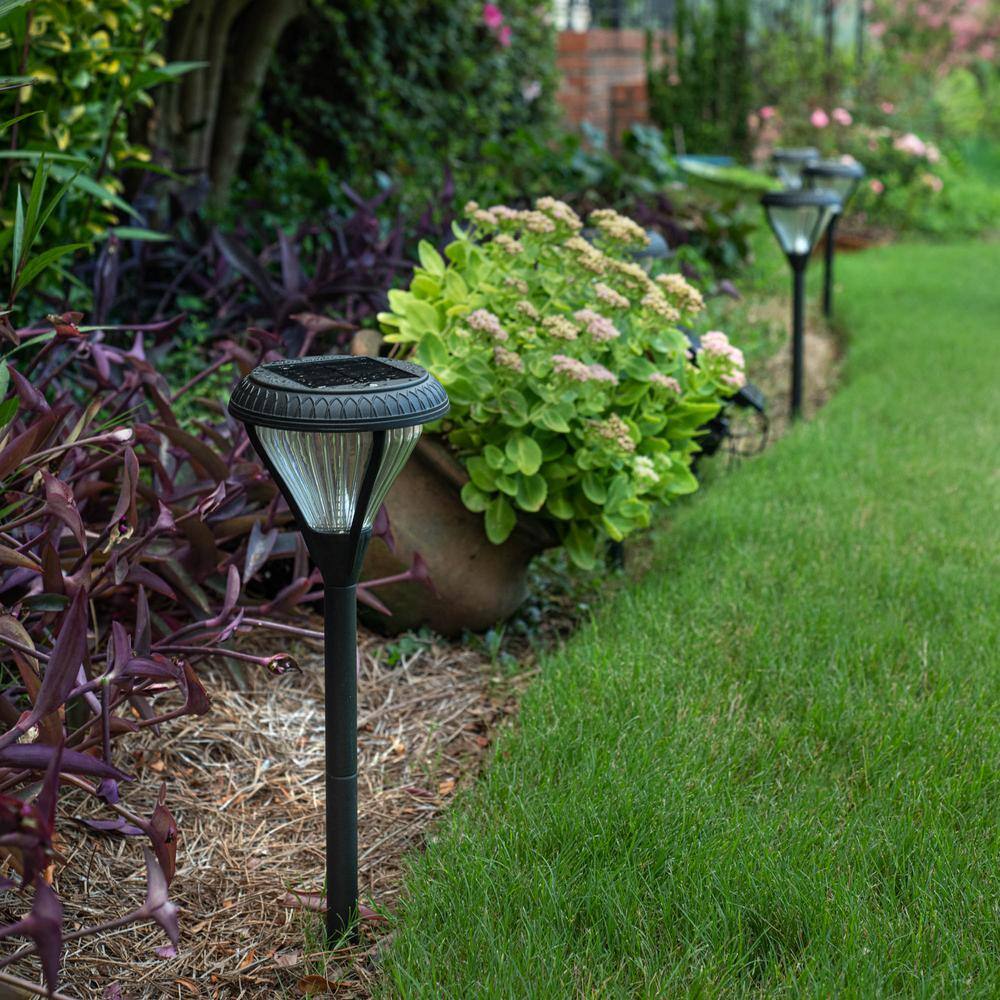 Premier Black Aluminum Solar LED Pathway Lights with Dual Color, Set of 2