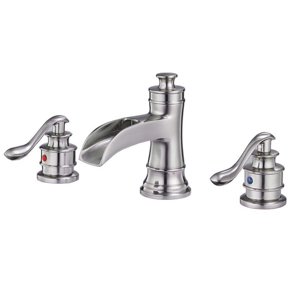 8 in. Widespread Double Handle Bathroom Faucet Waterfall 3-Hole Bathroom Si