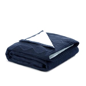 Charlie Navy Blue Solid Color Acrylic Throw Blanket