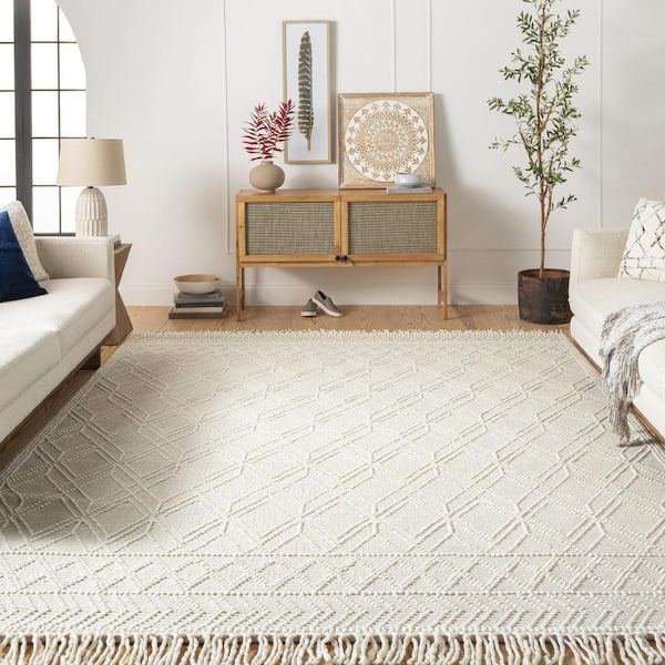 Mendoza Ivory/Light Beige 9 ft. x 12 ft. Indoor Area Rug