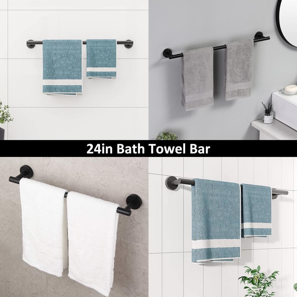 Matte Black Stainless Steel Wall Mounted Towel Holder Set