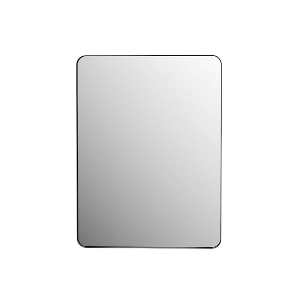 24 in. W x 32 in. H Rectangular Framed Wall-Mounted LED Bathroom Vanity Mirror in Matte Black