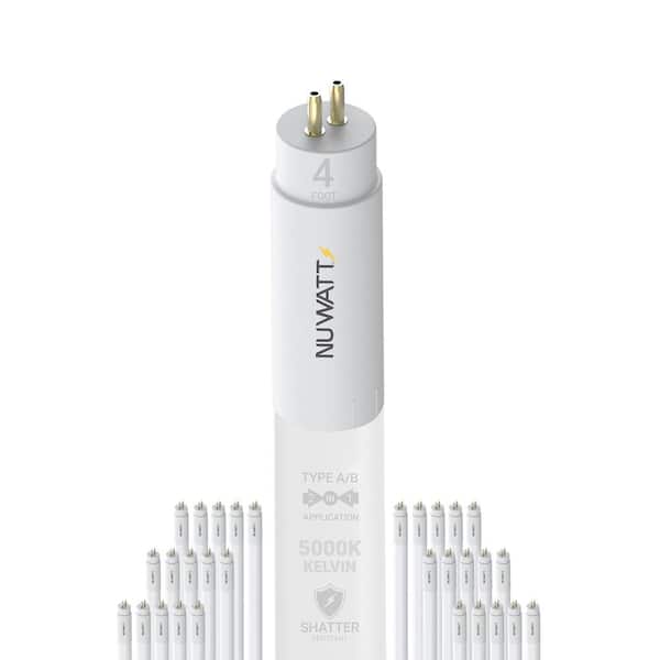 NuWatt 24-Watt 4FT Linear T5 Type A+B LED Tube Light Bulb Ballast Bypass or Plug & Play 4000K, 3200LM High Efficiency 120-277V