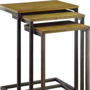 Valerie 18 in. Black/Brown Rectangle Wood End Table with Solid Wood