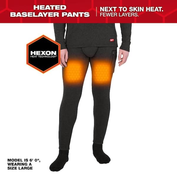 Men’s Large REDLITHIUM USB Cordless Merino Wool Black Baselayer Pants w/ (1) 2.5 Ah Battery and USB Charger