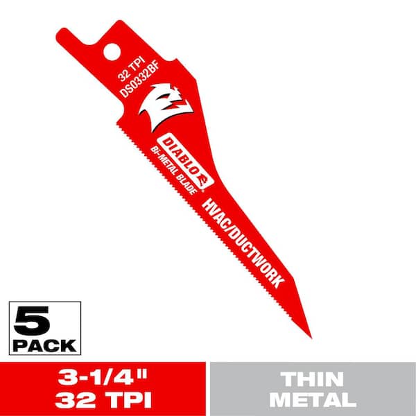 DIABLO 3-1/4 in. 32 TPI Bi-Metal Reciprocating Saw Blades for HVAC/Ductwork