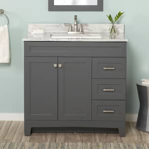 Thornbriar 37 in. W x 22 in. D x 38 in. H Single Sink  Bath Vanity in Cement with Winter Mist Stone Composite Top