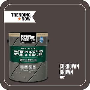 1 gal. #SC-104 Cordovan Brown Solid Color Waterproofing Exterior Wood Stain and Sealer
