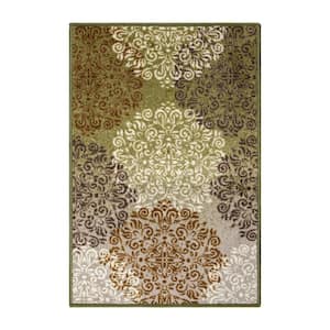 Hedena Moss 2 ft. x 3 ft. Traditional Non-Slip Geometric Floral Area Rug
