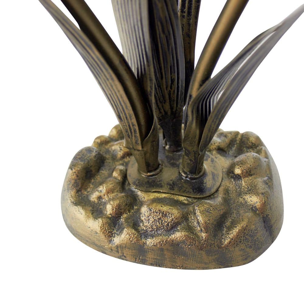 21.5" Amber Glass and Bronze Lily Table Lamp Set