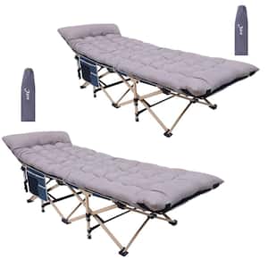Camping Cots, Camping Cots with Mattress, Cots for Adults, Folding Cot with Carry Bag Holds Up to 500 lbs. (2-Pack Grey)