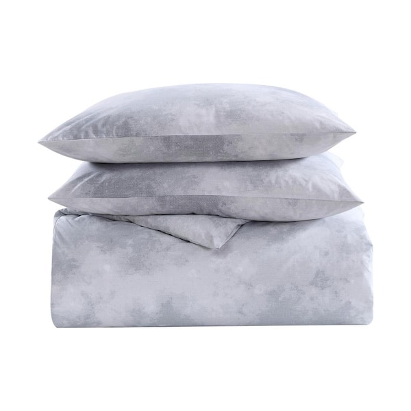 Cannon Solid Percale 3-Piece Grey Cotton Full/Queen Duvet Cover Set  DCS4488GYQ-1800 - The Home Depot