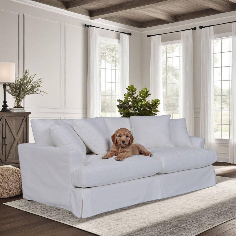 Ciara 93" Pearl Upholstered Sofa with Removable Cushions