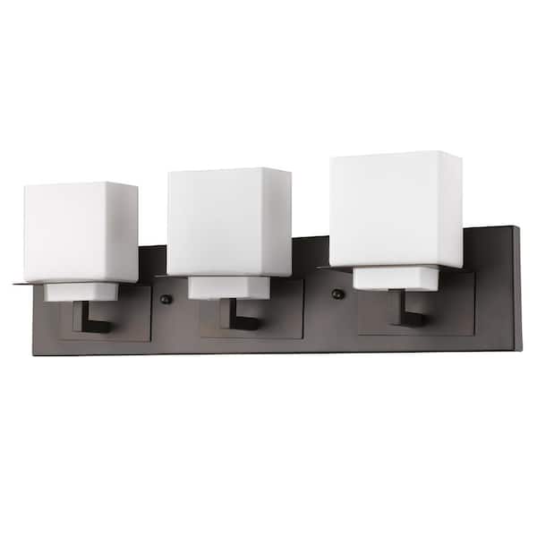Acclaim Lighting Rampart 22 in. 3-Light Oil-Rubbed Bronze Vanity Light with Etched Glass Shades