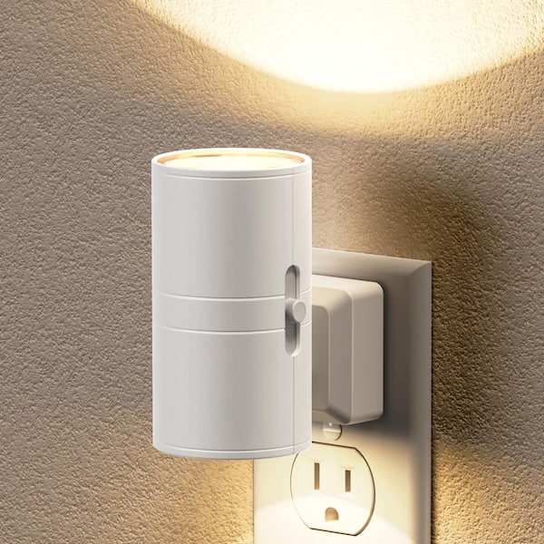 White LED Night Light Plug-in 2-Pack, 3000K Soft White, 0-100LM Dimmable with Sensor, Modern Wall Nightlight