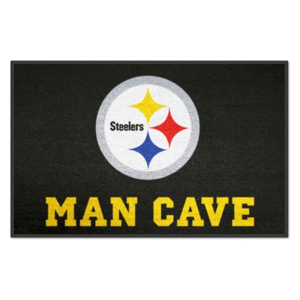 FANMATS NFL Pittsburgh Steelers Black Man Cave 2 ft. x 3 ft. Area Rug