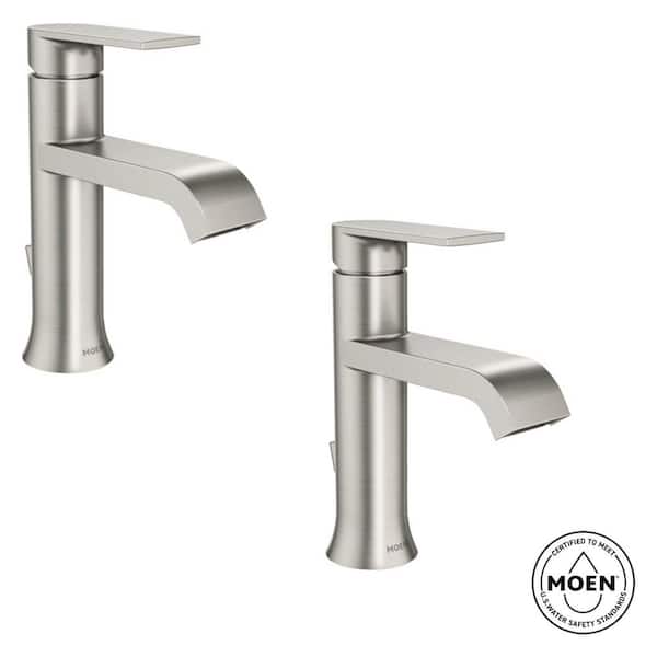 Genta Single Handle Single Hole Bathroom Faucet in Spot Resist Brushed Nickel (2-Pack)