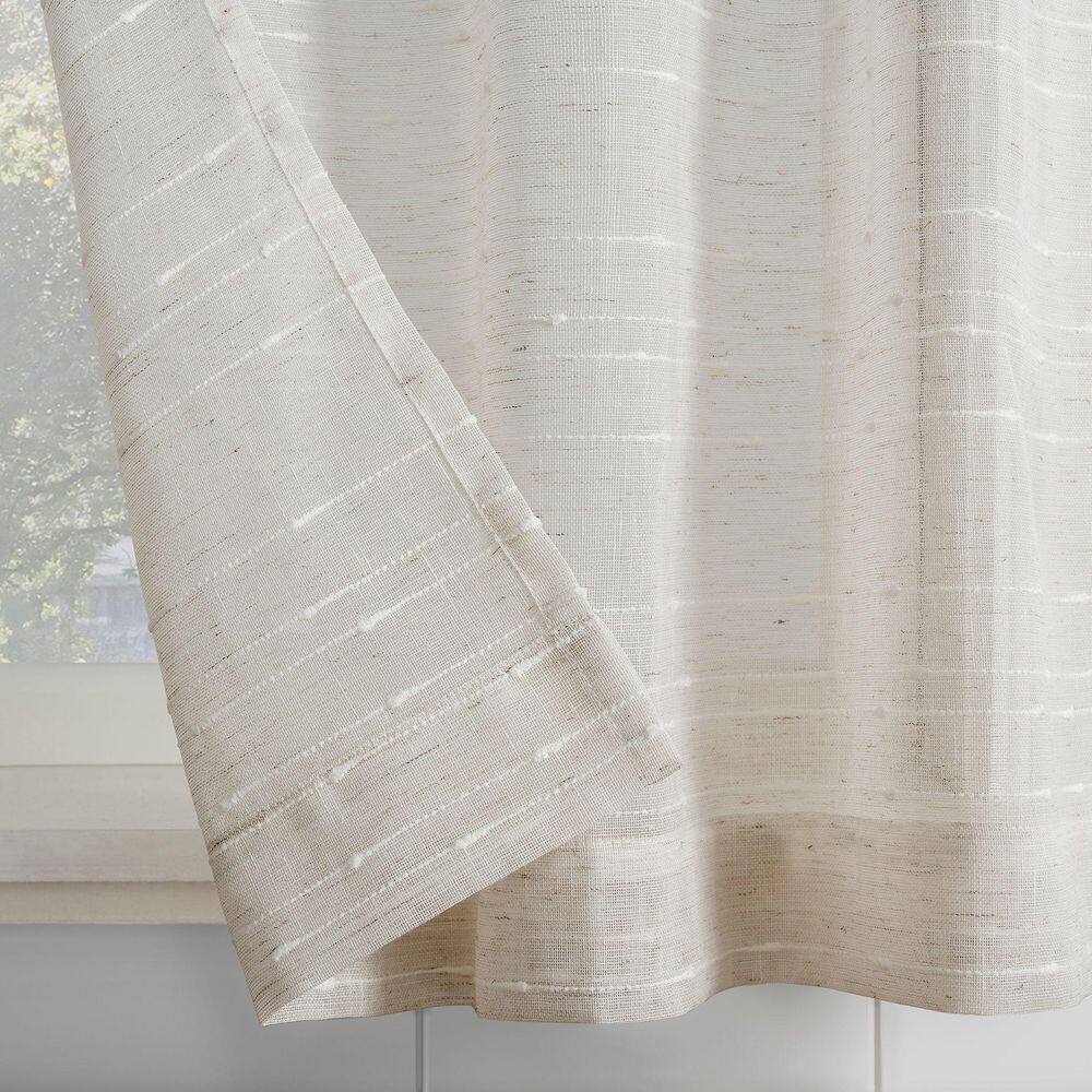 Linen Blend Sheer Rod Pocket Kitchen Curtain Tier Pair