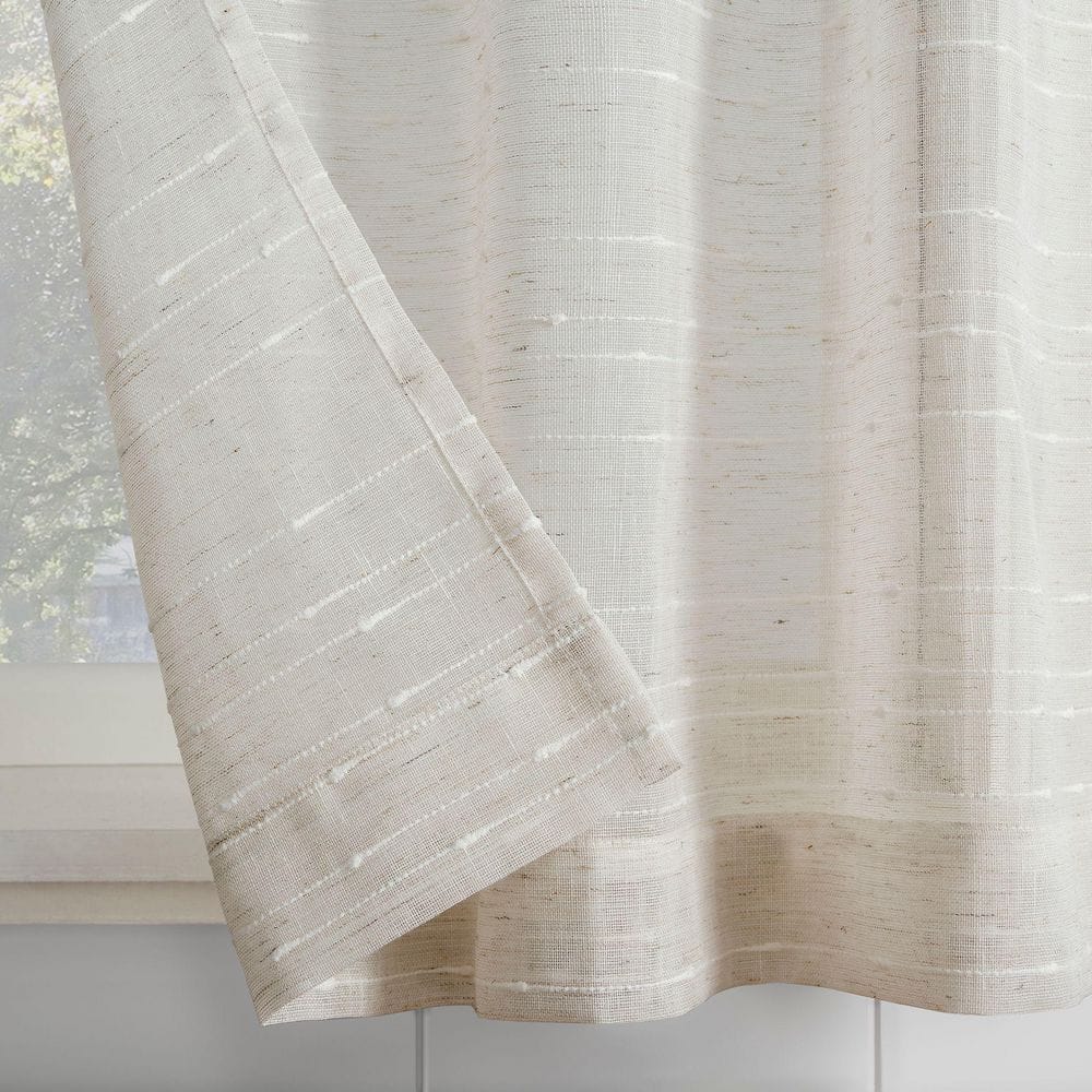Linen Blend Sheer Rod Pocket Kitchen Curtain Tier Pair