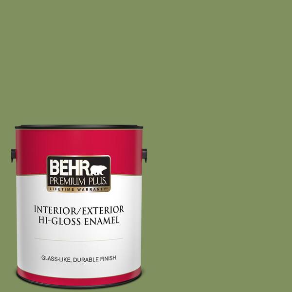BEHR PREMIUM PLUS 1 gal. #PPU10-03 Green Energy Hi-Gloss Enamel Interior/Exterior Paint