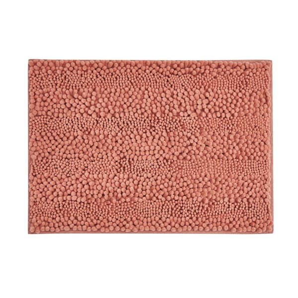 Astor With TPR Backing 17 in. x 24 in. Coral Solid Color Polyester Rectangle Bath Mat