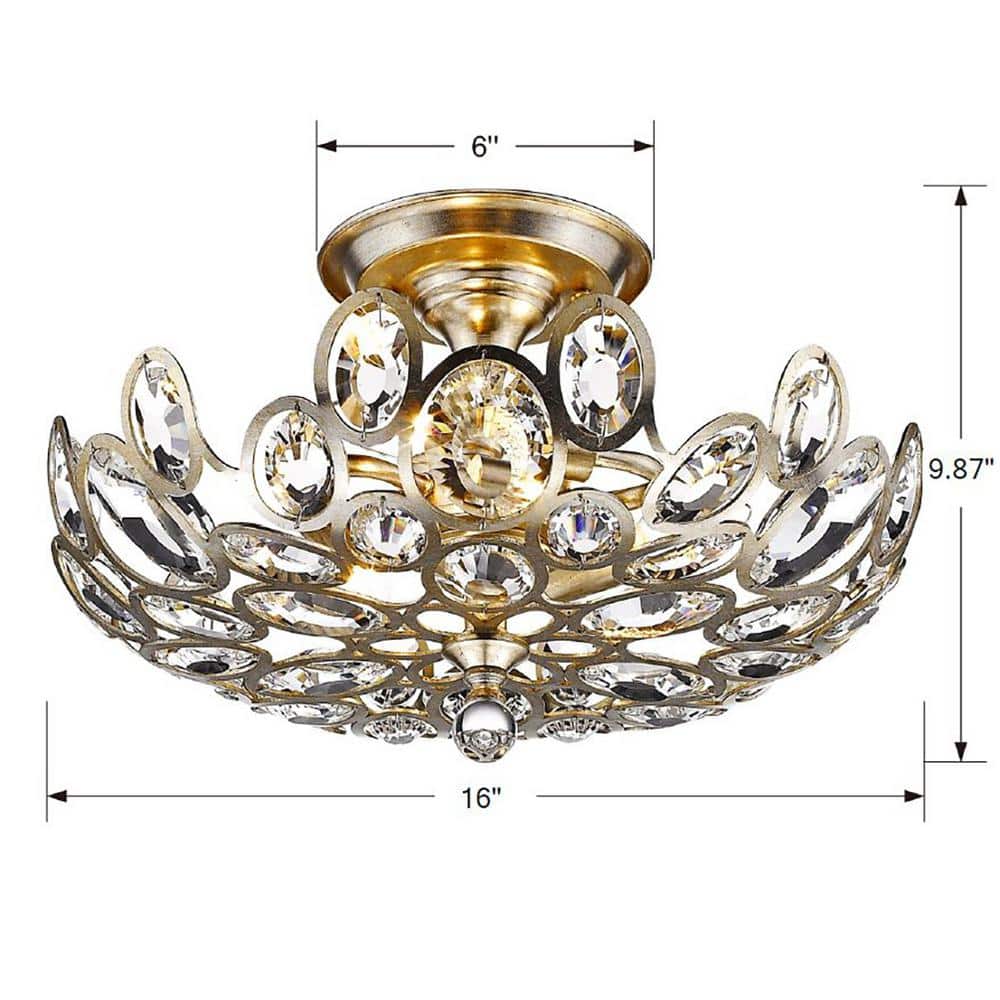 Distressed Twilight Hand-Cut Crystal 3-Light Ceiling Mount
