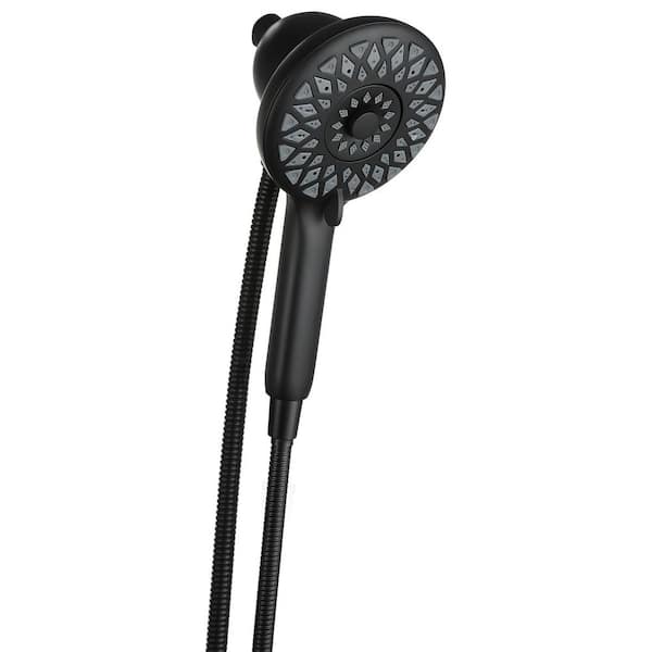 6-Spray Wall Mount Handheld Shower Head with 60 in. 2.5 GPM with Stainless Steel Hose in Matte Black
