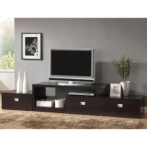 Marconi 94 in. Dark Brown Wood TV Stand with 3 Drawer Fits TVs Up to 47 in. with Built-In Storage