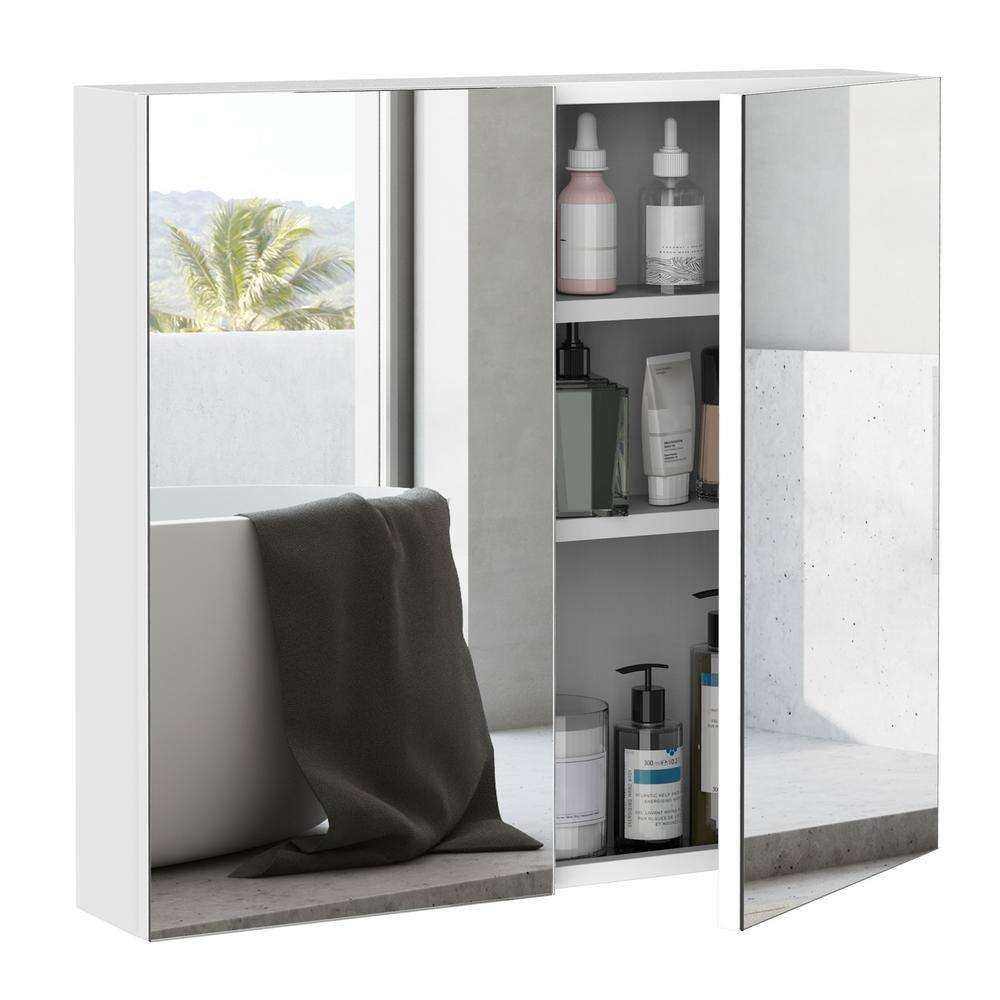 23.63 in. W x 21.63 in. H White Rectangular Steel Medicine Cabinet with Mirror, Double Doors price history on PriceWatchPro