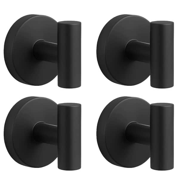 Wall Mount Robe Hook / Towel Hook in Matte Black (4-Pack)