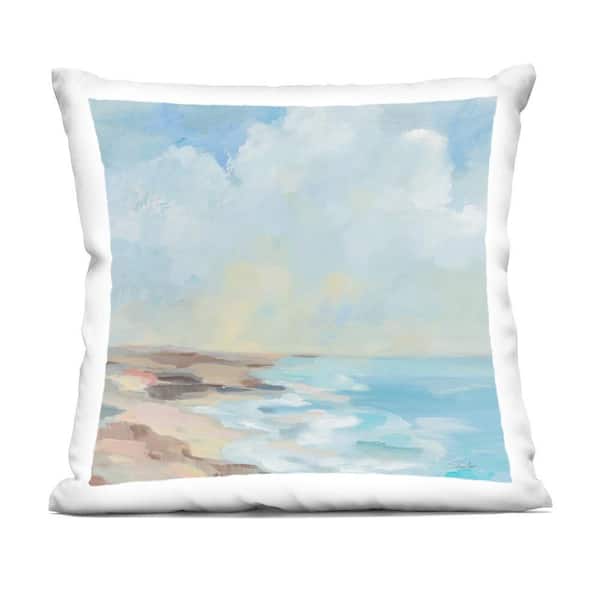 Stupell Industries By The Beach Shore Blue Print Polyester 18 in. X 18in. Throw Pillow