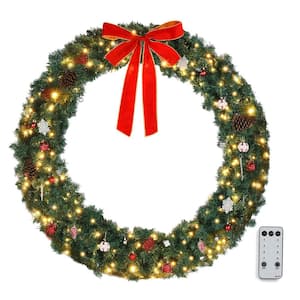 48 in. Pre-lit LED Artificial Christmas Garland with Red Bow