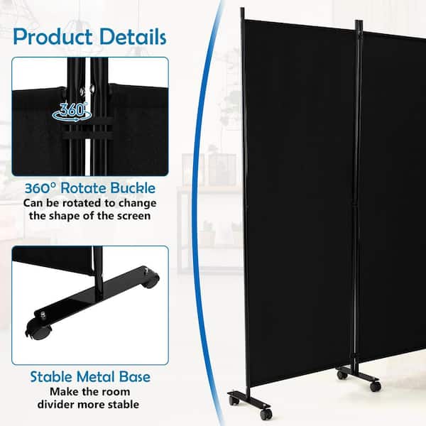 Costway 6-Panel Folding Room Divider 6 ft. Rolling Privacy